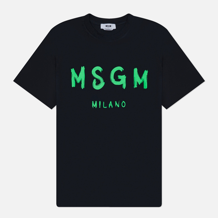 фото Мужская футболка msgm brush stroke logo, цвет чёрный, размер s