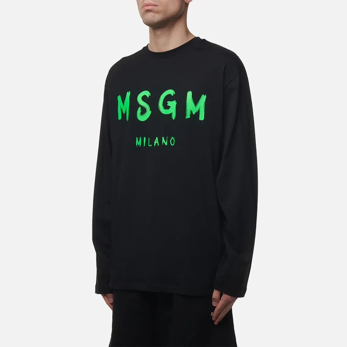 MSGM Мужской лонгслив Brush Stroke Logo Print