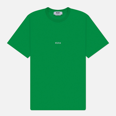 Мужская футболка MSGM Brush Stroke Micrologo Print Regular, цвет зелёный, размер L