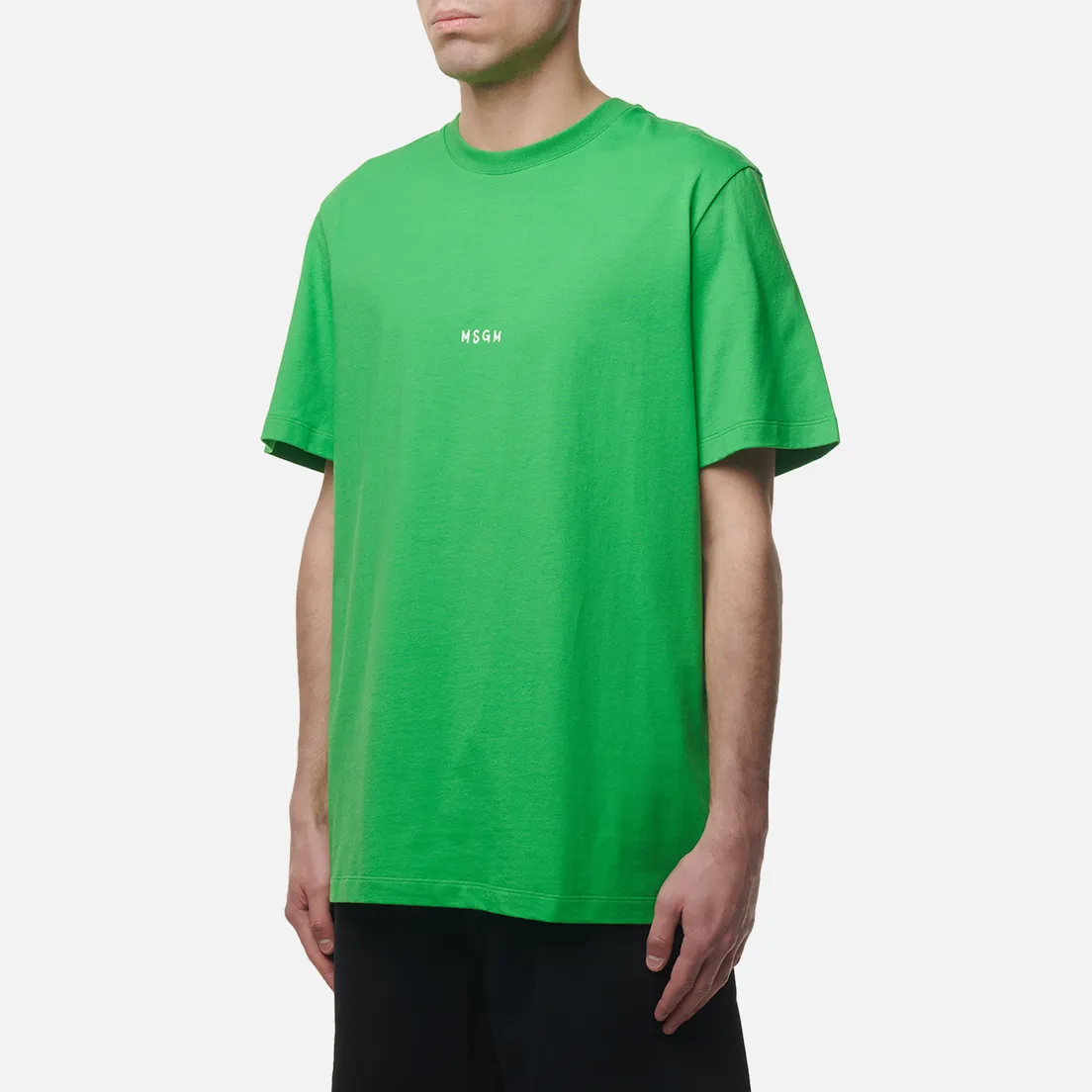 MSGM Мужская футболка Brush Stroke Micrologo Print Regular