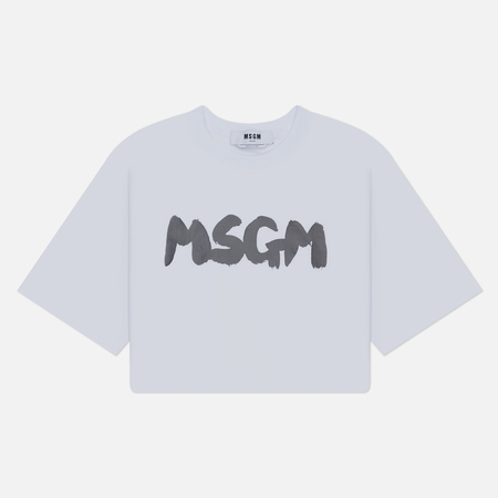 фото Женская футболка msgm new logo brush, цвет белый, размер xs