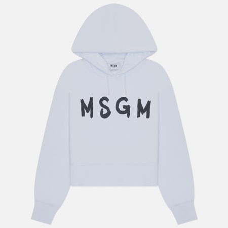 фото Женская толстовка msgm contrast impact hoodie, цвет белый, размер xs