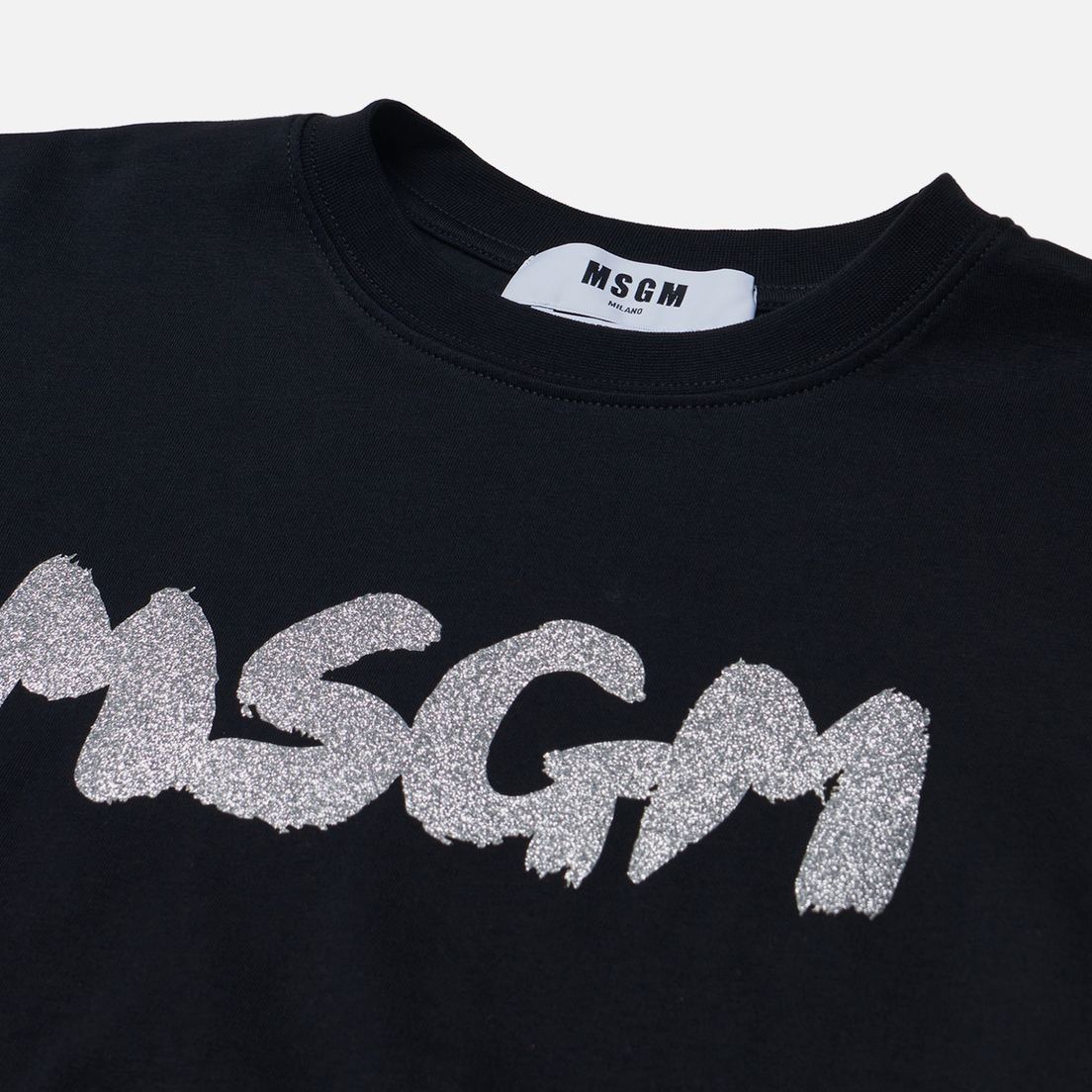 MSGM Женская футболка New Logo Brush Glitter