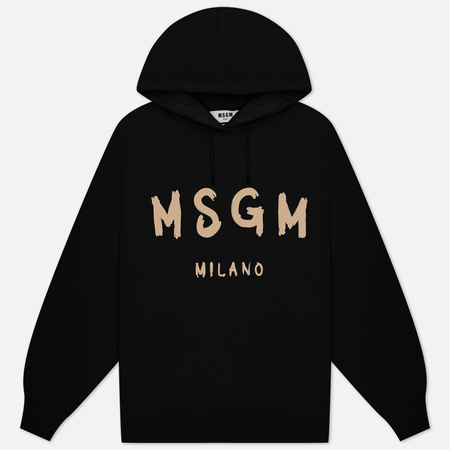фото Женская толстовка msgm brush stroke logo hoodie, цвет чёрный, размер xs