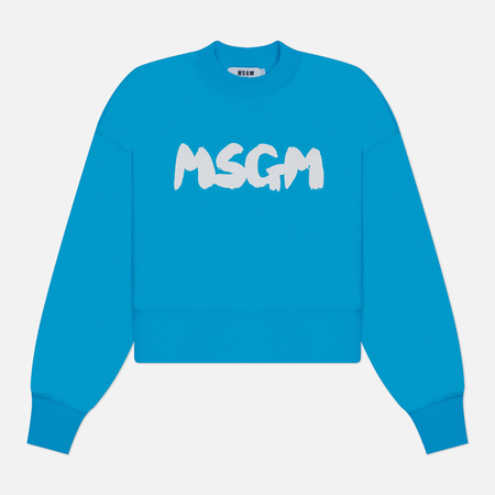 фото Женская толстовка msgm new logo brush print, цвет голубой, размер xs