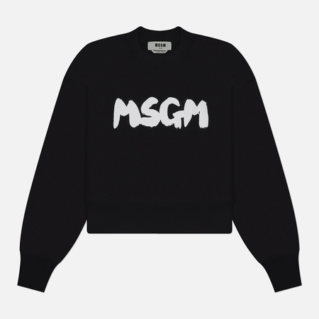 фото Женская толстовка msgm new logo brush print, цвет чёрный, размер xs