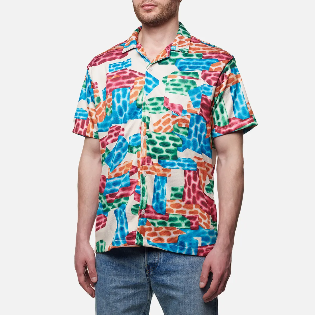 MARKET Мужская рубашка Building Blocks Mesh Button Up