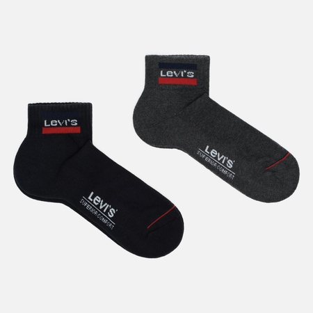 Комплект носков Levi's 2-Pack Mid Cut Logo, цвет комбинированный, размер 43-46 EU