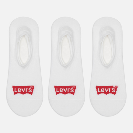 Комплект носков Levi's 3-Pack Footie High Rise, цвет белый, размер 43-46 EU