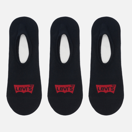 Комплект носков Levi's 3-Pack Footie High Rise, цвет чёрный, размер 43-46 EU