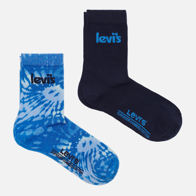 Комплект носков Levi's, цвет синий, размер 43-46 37157-0745 2-Pack Owl Tie Dye - фото 1