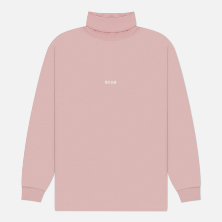 Мужской лонгслив MSGM Micrologo Print Turtle Neck, цвет розовый