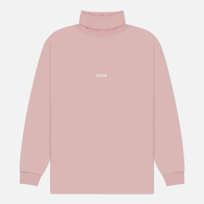Мужской лонгслив MSGM Micrologo Print Turtle Neck, цвет розовый