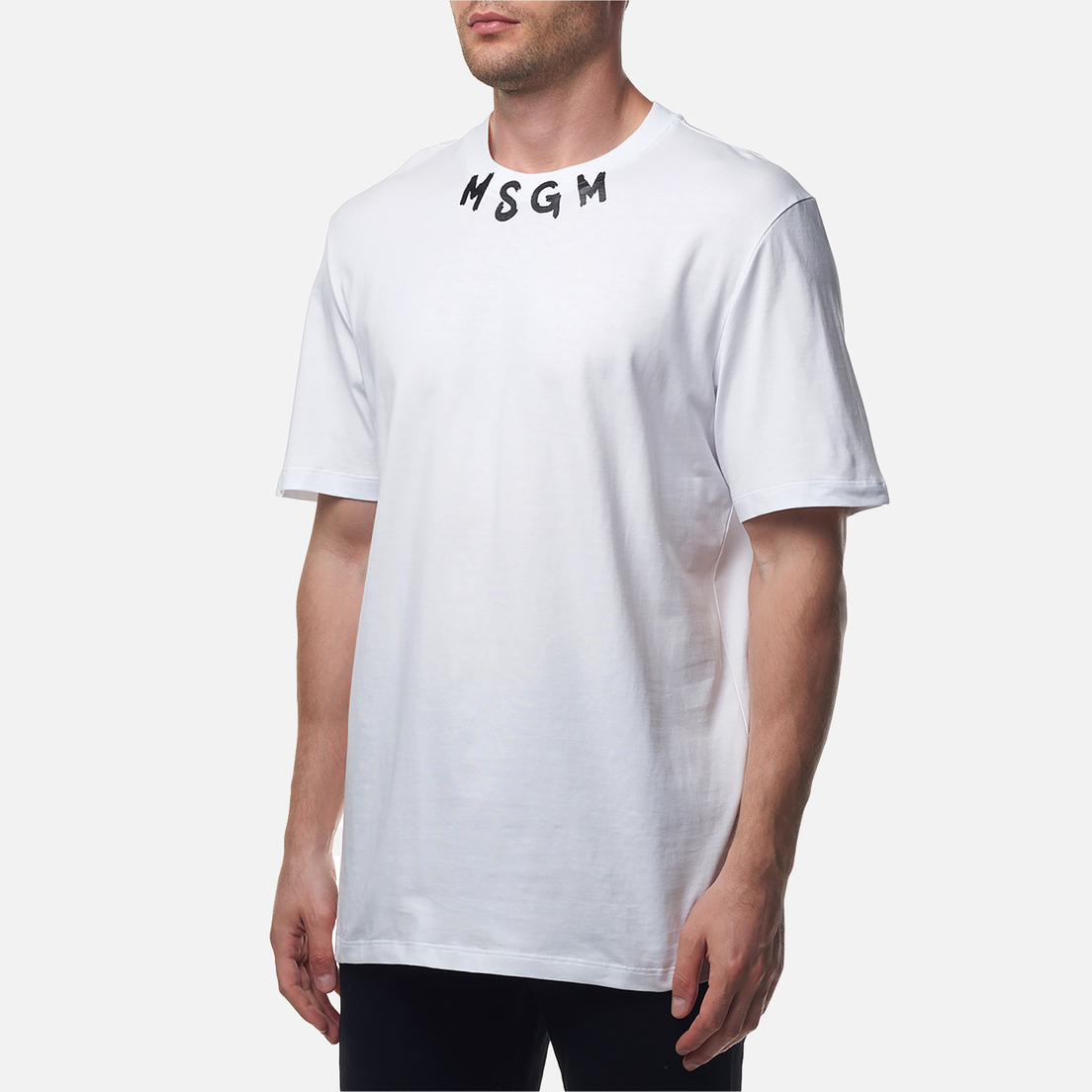 MSGM Мужская футболка Collar Brush Stroke Logo