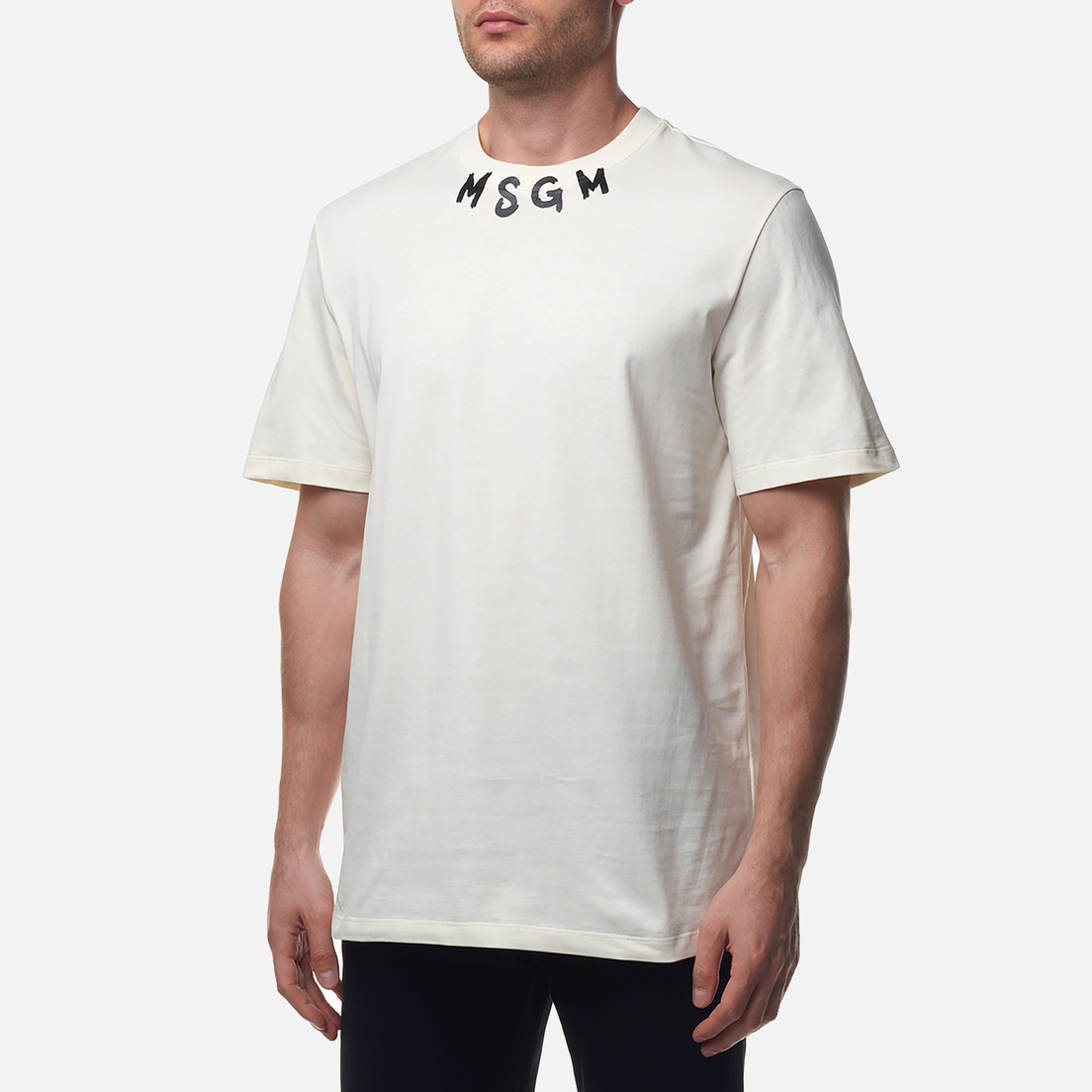 MSGM Мужская футболка Collar Brush Stroke Logo