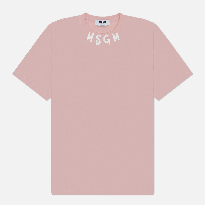 Мужская футболка MSGM Collar Brush Stroke Logo, цвет розовый