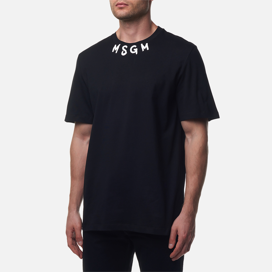 MSGM Мужская футболка Collar Brush Stroke Logo