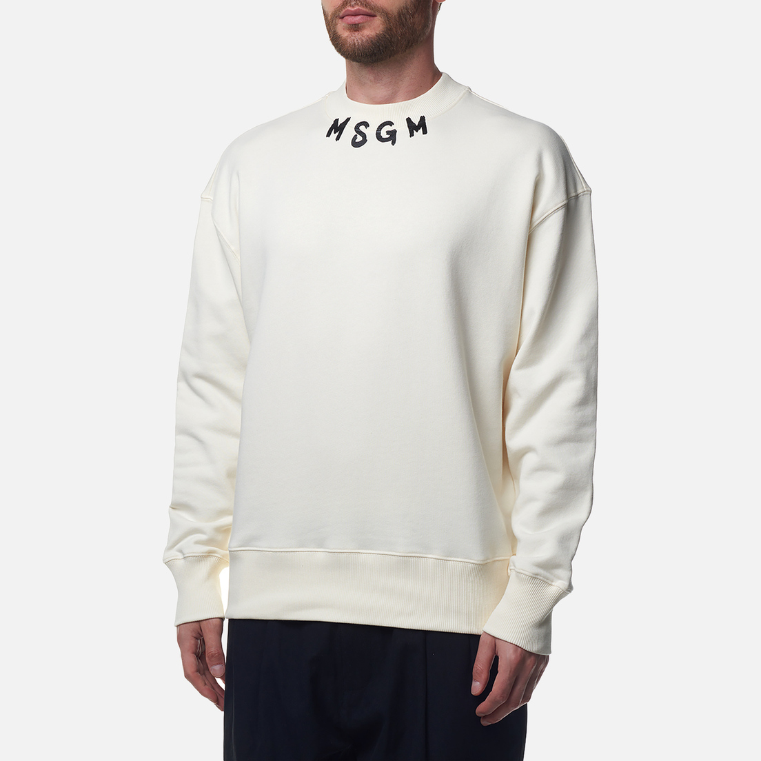 MSGM Мужская толстовка Collar Brush Stroke Logo Print