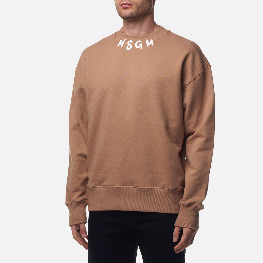 MSGM Мужская толстовка Collar Brush Stroke Logo Print