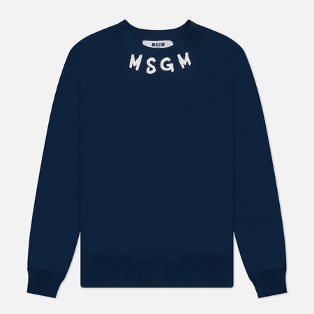   Brandshop Мужская толстовка MSGM Collar Brush Stroke Logo Print, цвет синий, размер M