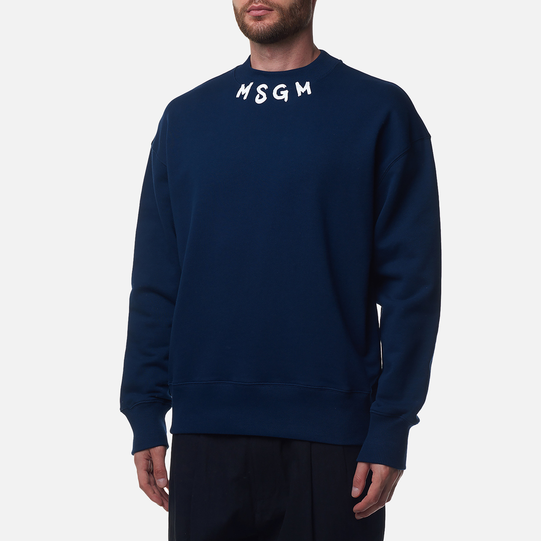 MSGM Мужская толстовка Collar Brush Stroke Logo Print