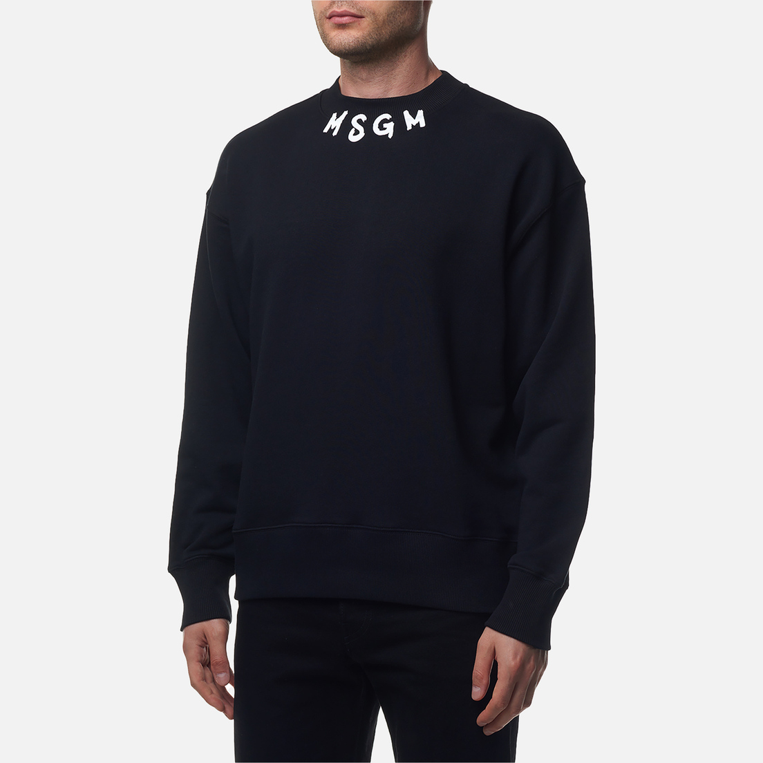 MSGM Мужская толстовка Collar Brush Stroke Logo Print