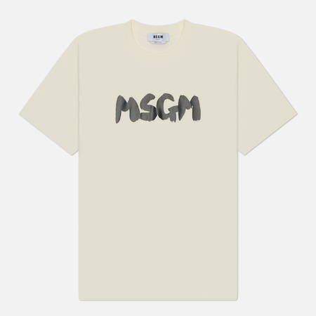 Мужская футболка MSGM New Brush Sroke Logo, цвет бежевый, размер XL