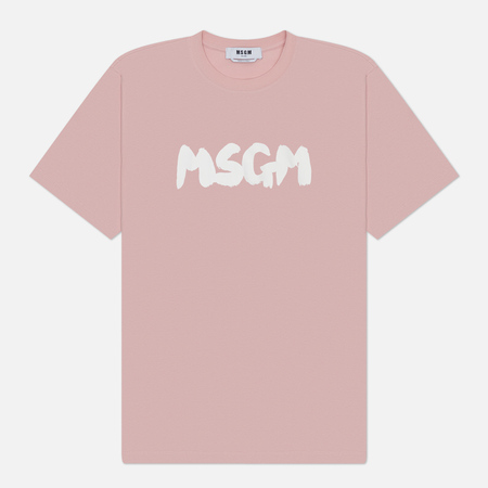 Мужская футболка MSGM New Brush Sroke Logo, цвет розовый, размер S