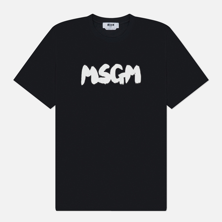 Мужская футболка MSGM New Brush Sroke Logo, цвет чёрный, размер S