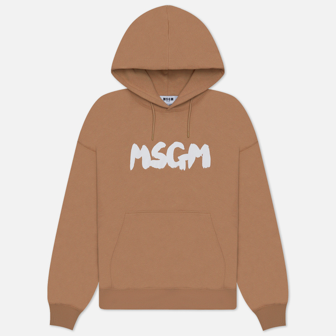 Мужская толстовка MSGM New Brush Stroke Logo Hoodie, цвет коричневый