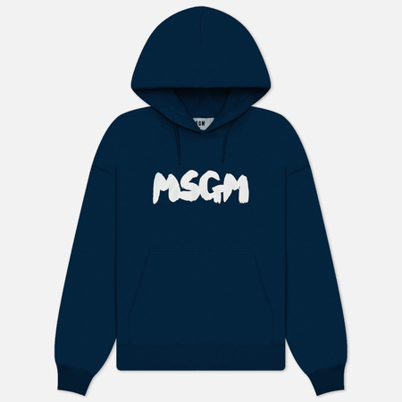 Мужская толстовка MSGM New Brush Stroke Logo Hoodie, цвет синий, размер L