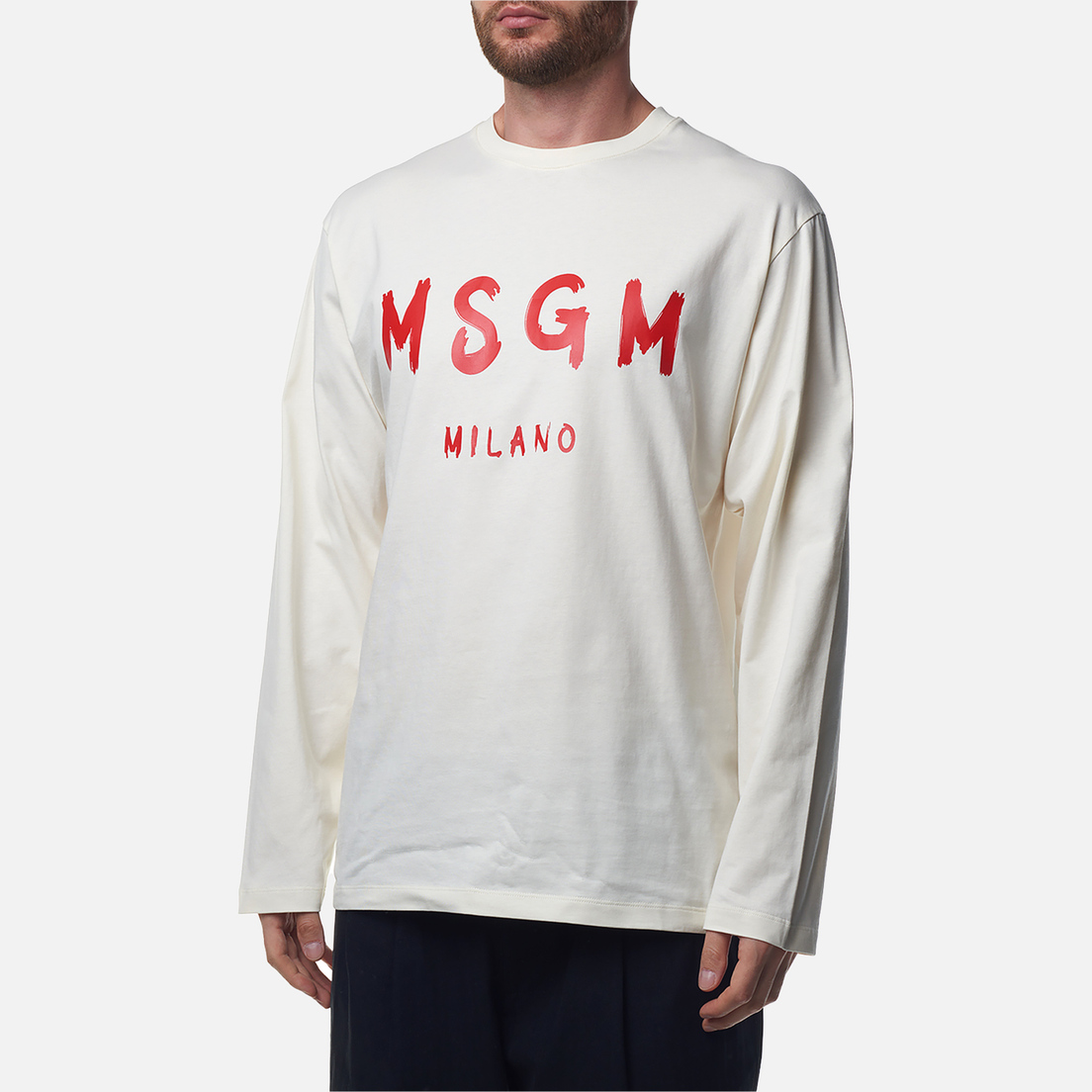 MSGM Мужской лонгслив Brush Sroke Logo Print