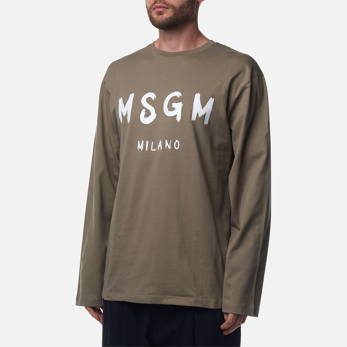 MSGM Мужской лонгслив Brush Sroke Logo Print