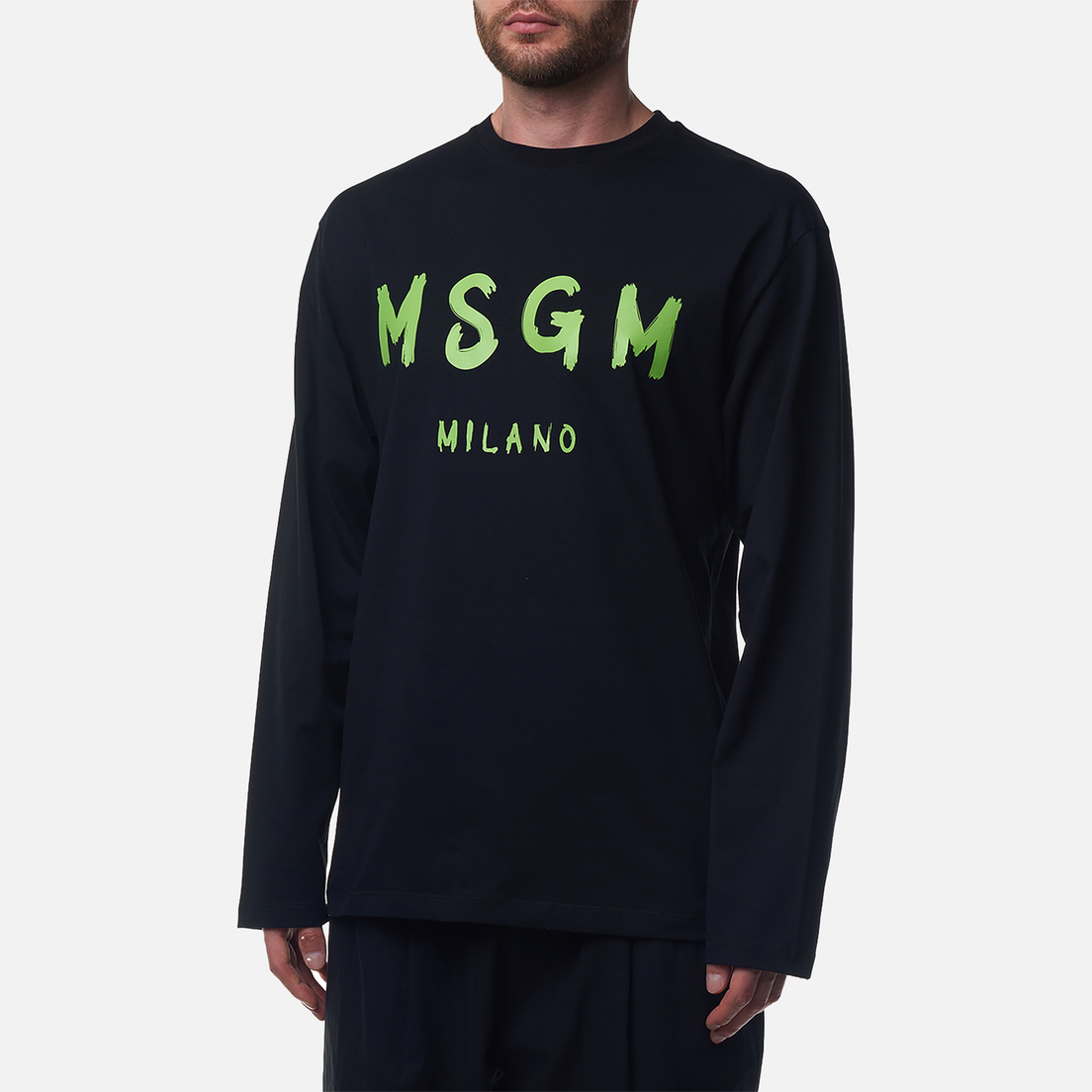 MSGM Мужской лонгслив Brush Sroke Logo Print