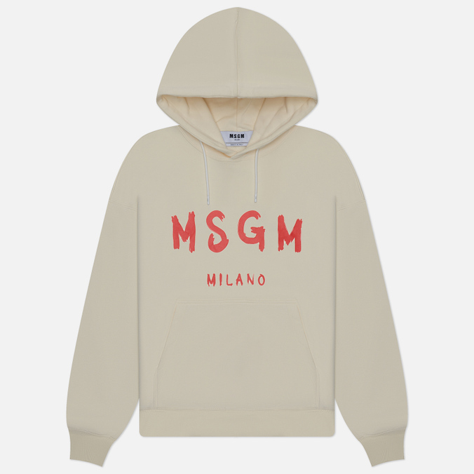 Мужская толстовка MSGM Brush Sroke Logo Print Hoodie, цвет бежевый
