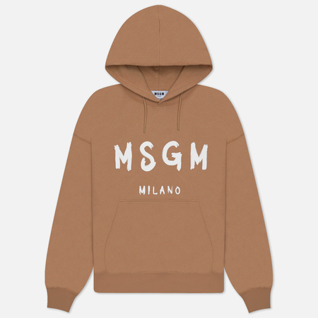 Мужская толстовка MSGM Brush Sroke Logo Print Hoodie, цвет коричневый, размер M