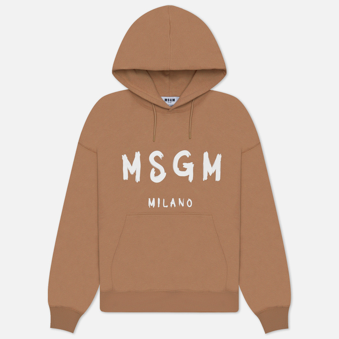 Мужская толстовка MSGM Brush Sroke Logo Print Hoodie, цвет коричневый