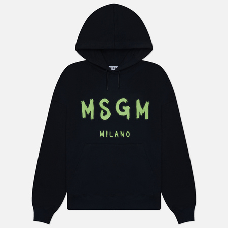 Мужская толстовка MSGM Brush Sroke Logo Print Hoodie, цвет чёрный, размер L