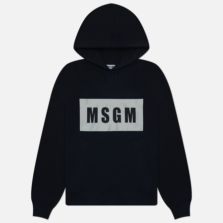 Мужская толстовка MSGM Box Macrologo Print Hoodie, цвет чёрный, размер XL