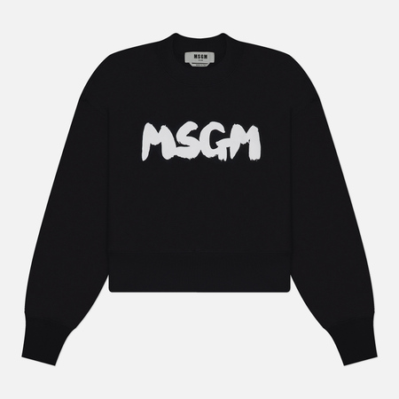  Женский лонгслив MSGM New Brushed Logo, цвет чёрный, размер L