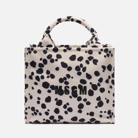 Сумка MSGM Canvas Printed Small Tote, цвет белый