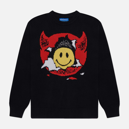 фото Мужской свитер market smiley inner peace, цвет чёрный, размер s