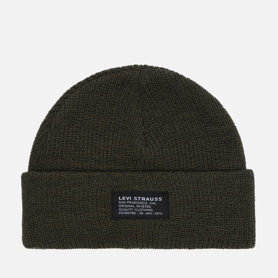 Шапка Levi's Cropped Beanie Dark Green