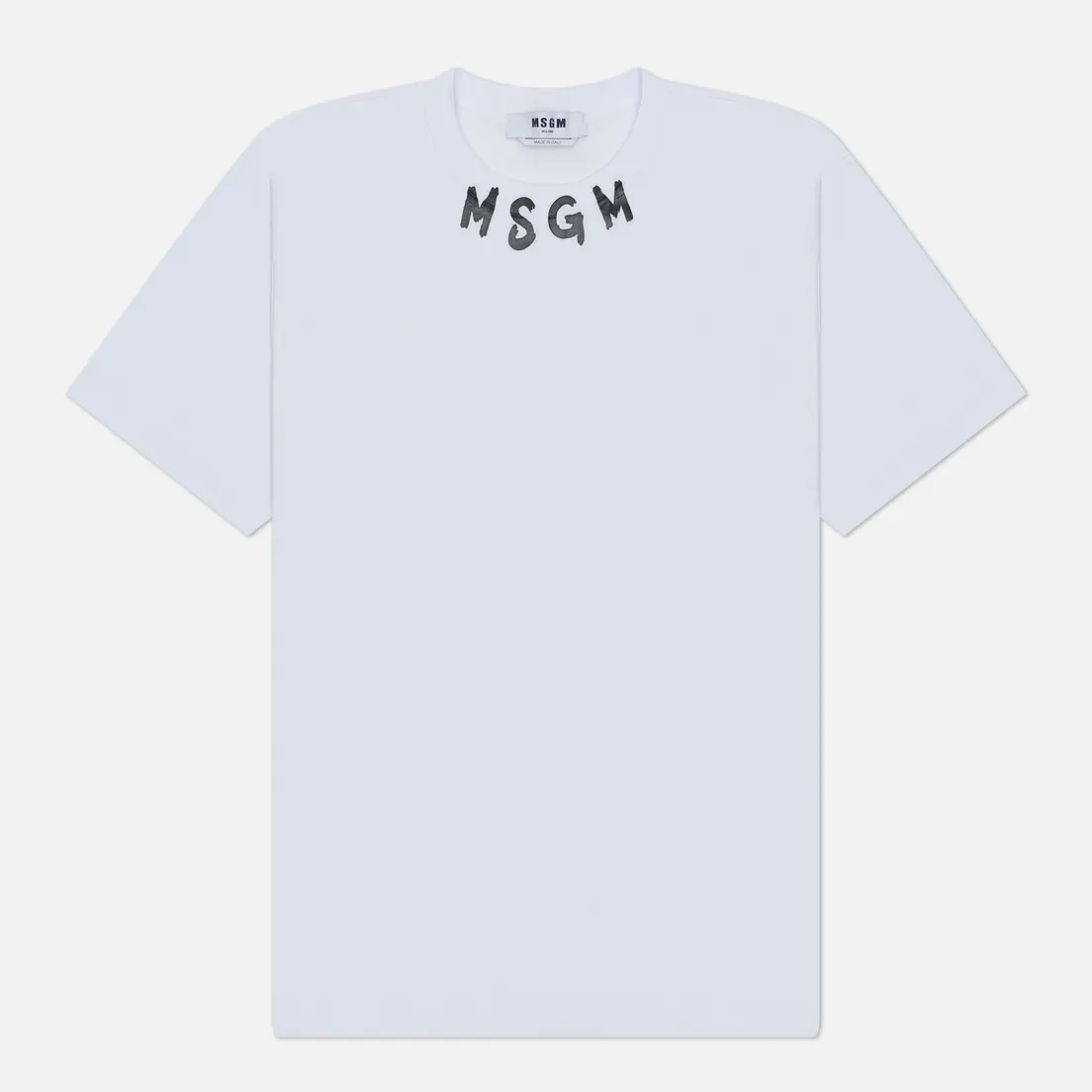 MSGM Мужская футболка Brush Stroke Collar Logo Print