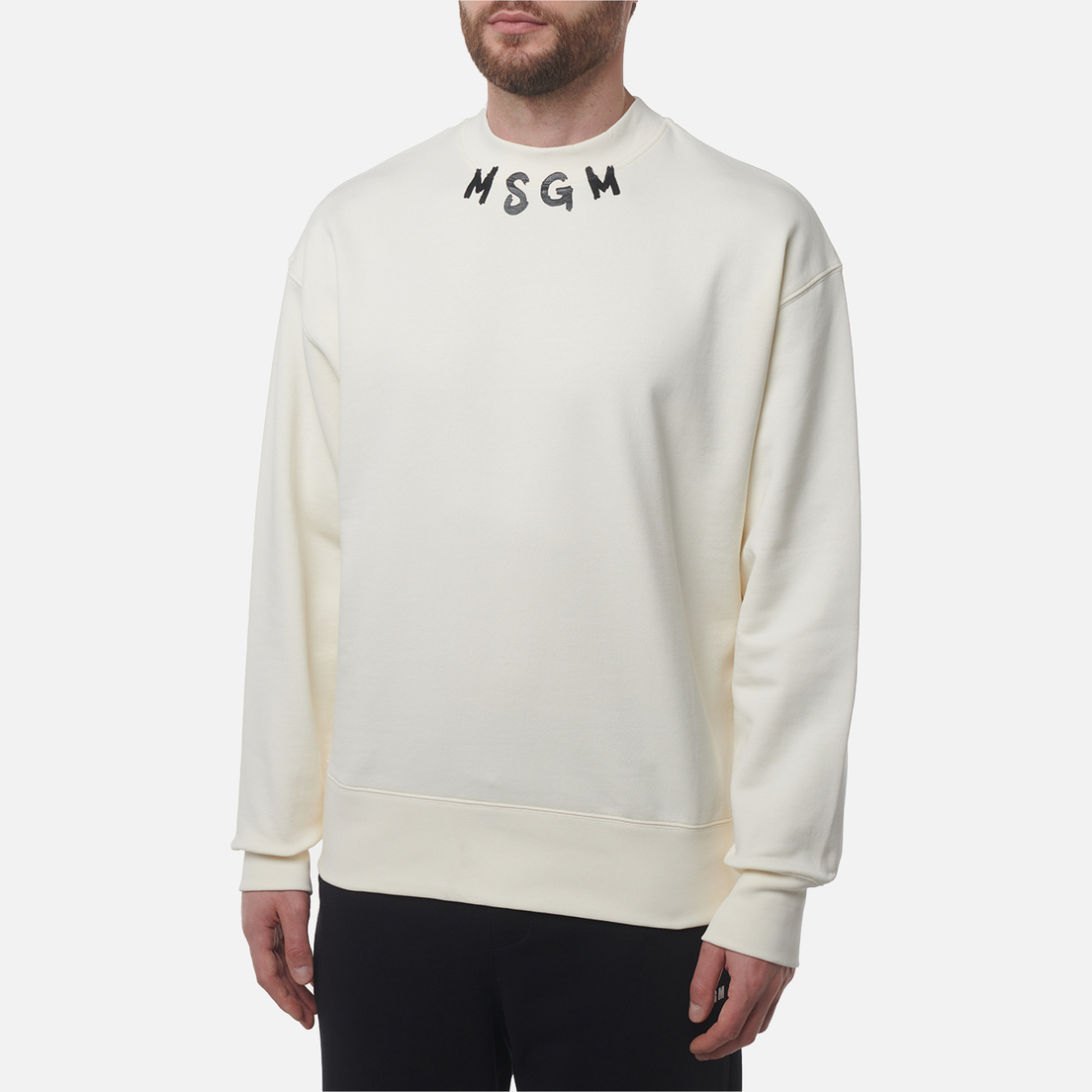 MSGM Мужская толстовка Collar Logo Print Brush Stroke MSGM