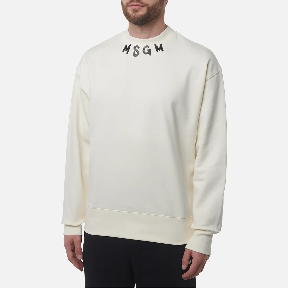 MSGM Мужская толстовка Collar Logo Print Brush Stroke MSGM