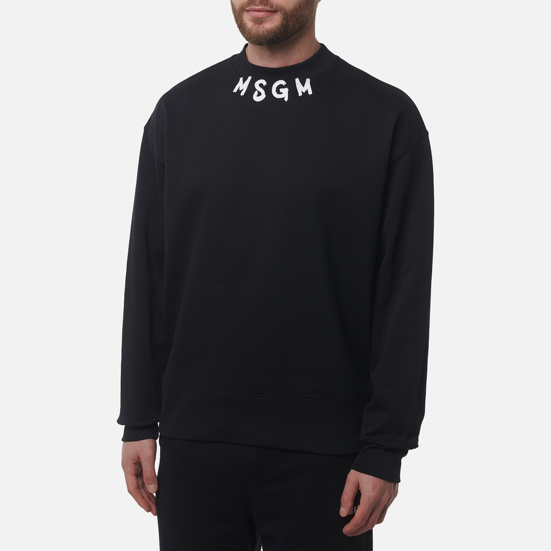 MSGM Мужская толстовка Collar Logo Print Brush Stroke MSGM