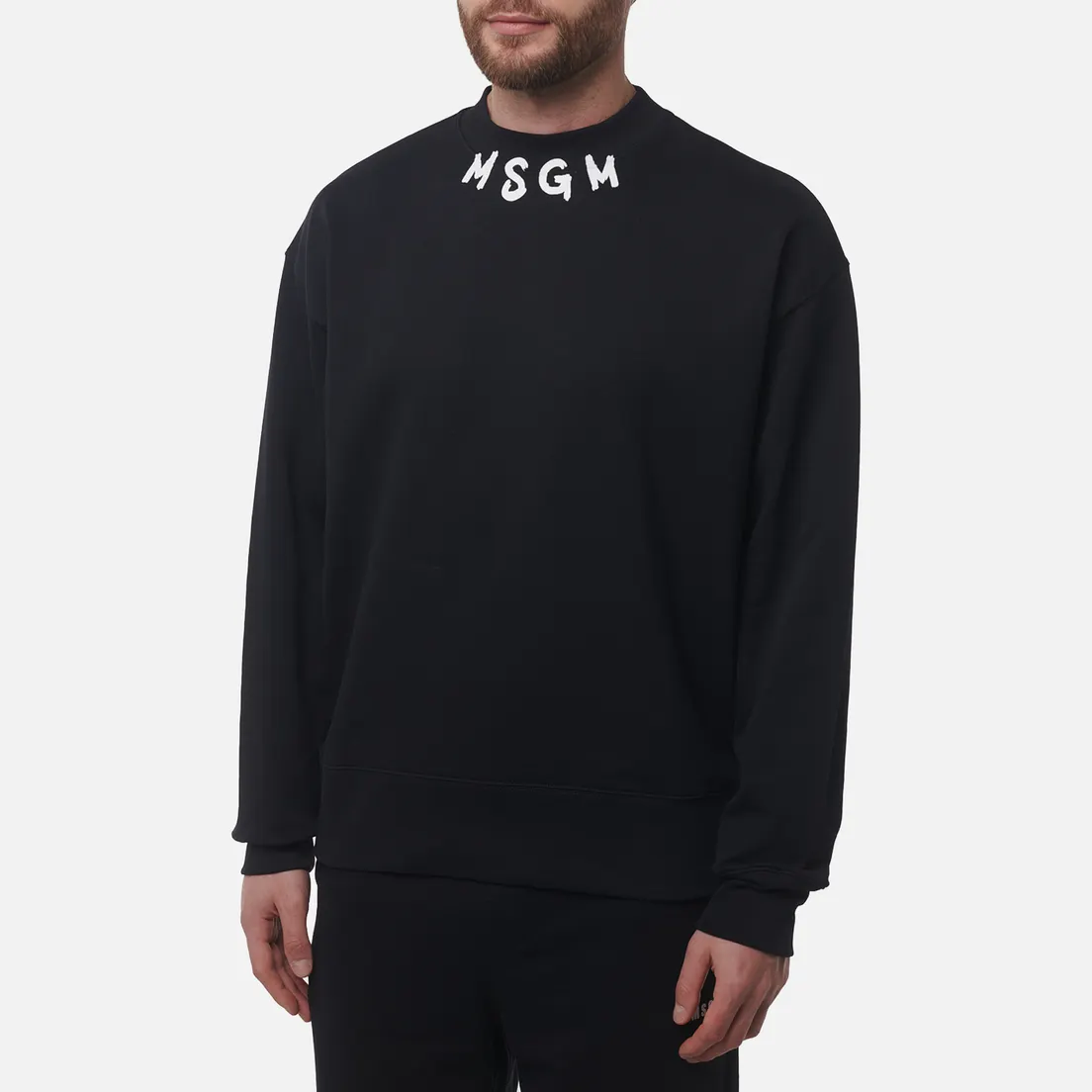 MSGM Мужская толстовка Collar Logo Print Brush Stroke MSGM