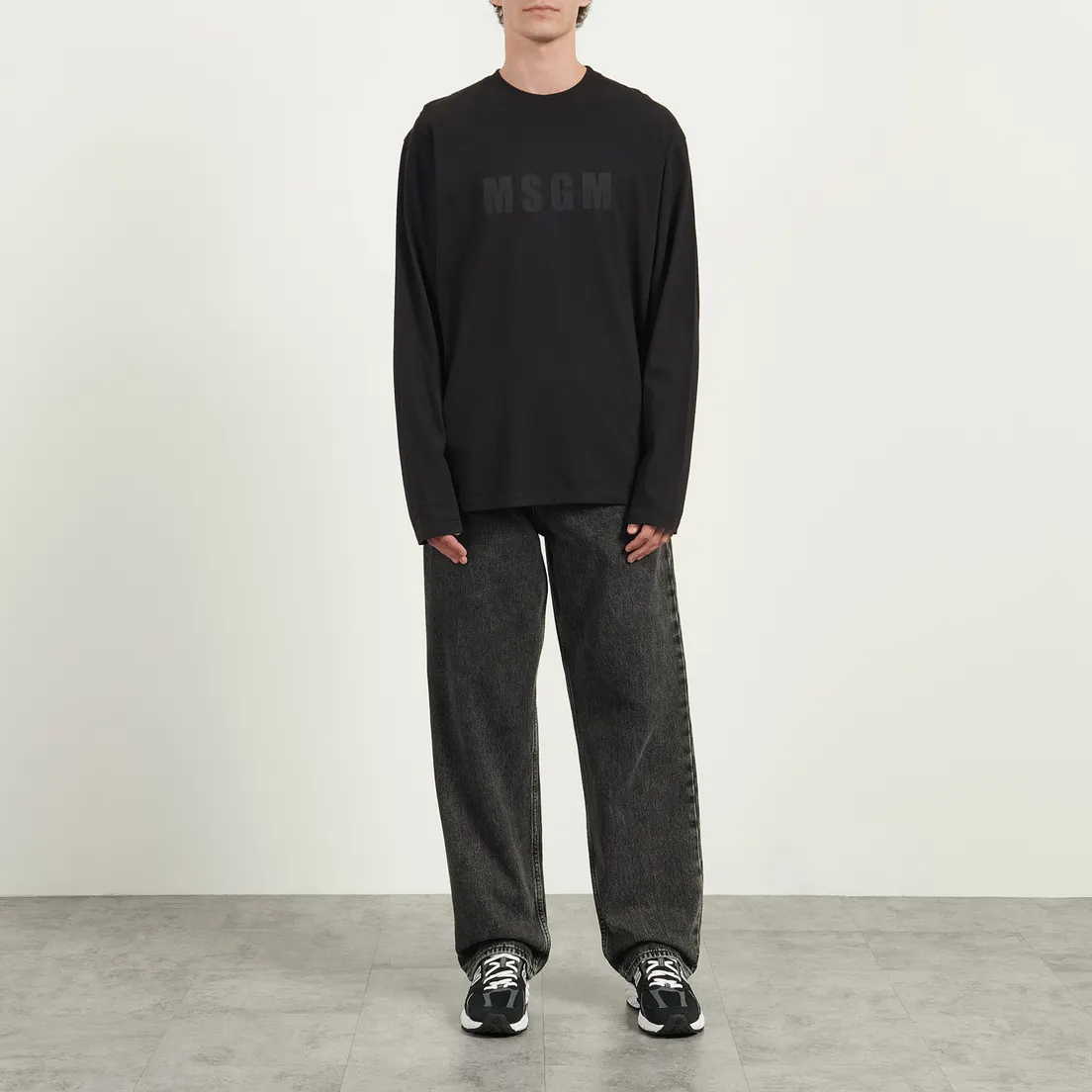MSGM Мужской лонгслив MSGM Maxilogo Washed