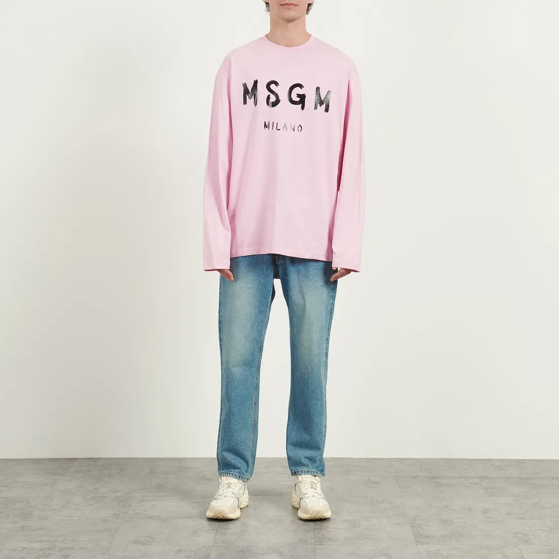 MSGM Мужской лонгслив MSGM Brush Stroke Print Logo